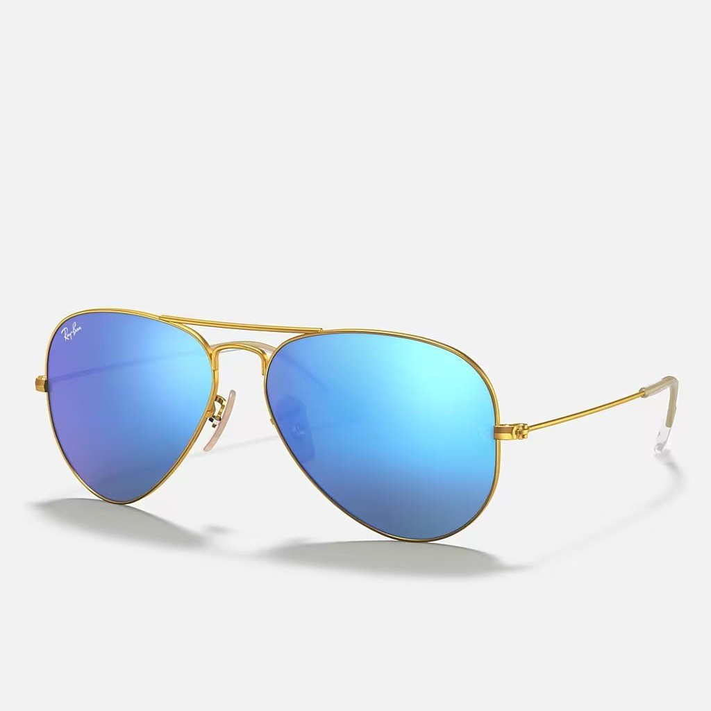 Kính Ray-Ban Aviator Flash Lenses Vàng Nhám Xanh Dương