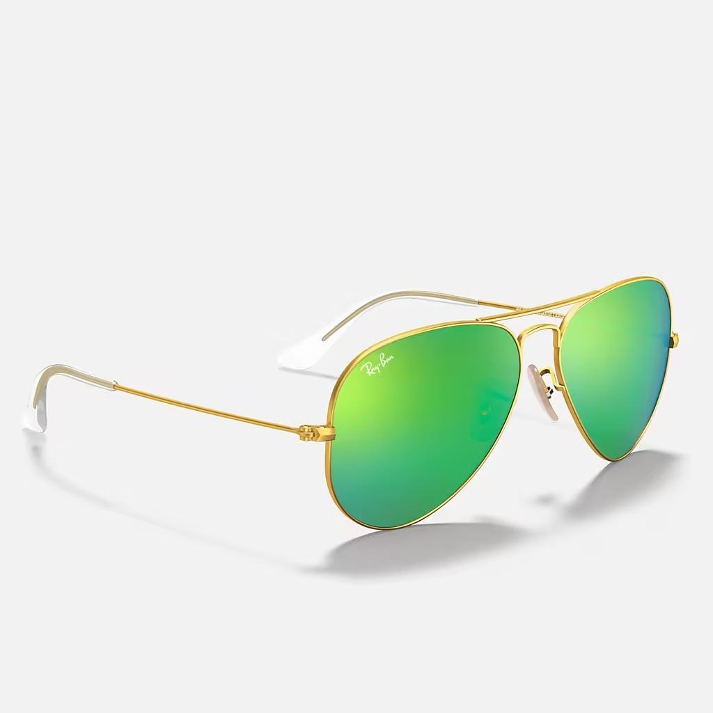 Kính Ray-Ban Aviator Flash Lenses Vàng Nhám Xanh Lá