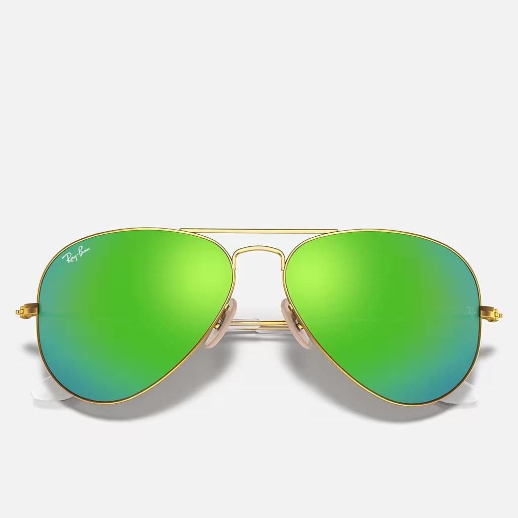 Kính Ray-Ban Aviator Flash Lenses Vàng Nhám Xanh Lá