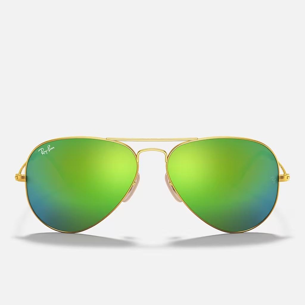 Kính Ray-Ban Aviator Flash Lenses Vàng Nhám Xanh Lá