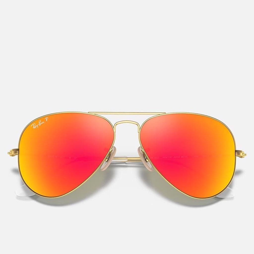 Kính Ray-Ban Aviator Flash Lenses Polarized Vàng Nhám Cam