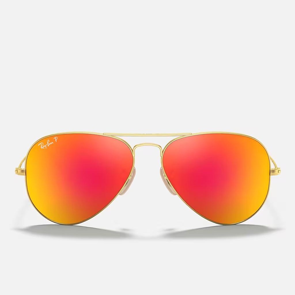 Kính Ray-Ban Aviator Flash Lenses Polarized Vàng Nhám Cam