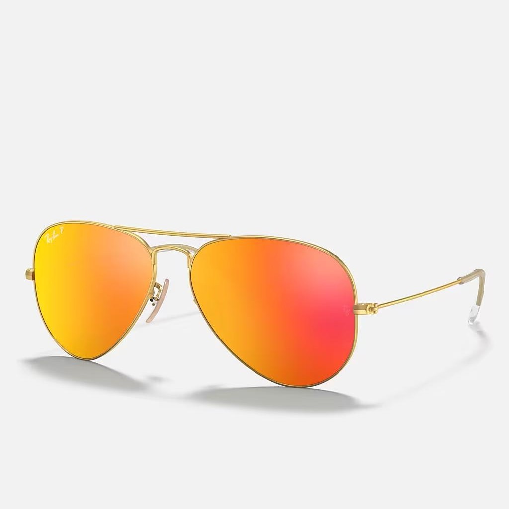 Kính Ray-Ban Aviator Flash Lenses Polarized Vàng Nhám Cam