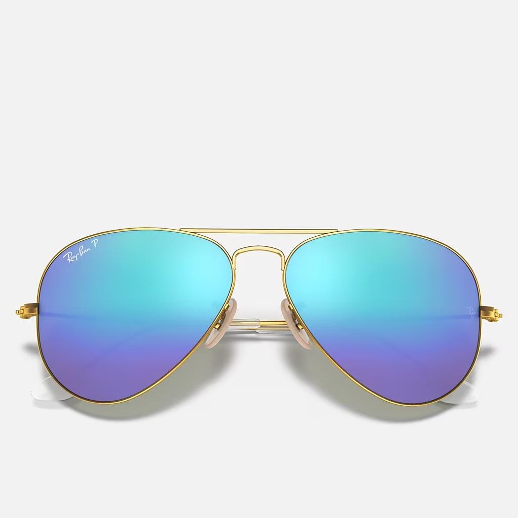 Kính Ray-Ban Aviator Flash Lenses Polarized Vàng Nhám Xanh Dương