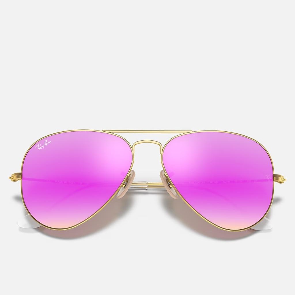 Kính Ray-Ban Aviator Flash Lenses Vàng Nhám Tím