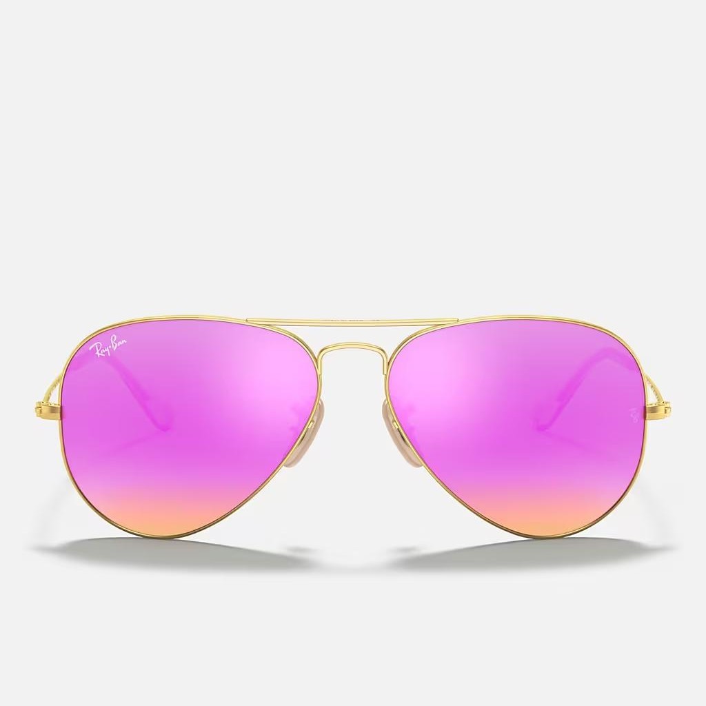 Kính Ray-Ban Aviator Flash Lenses Vàng Nhám Tím