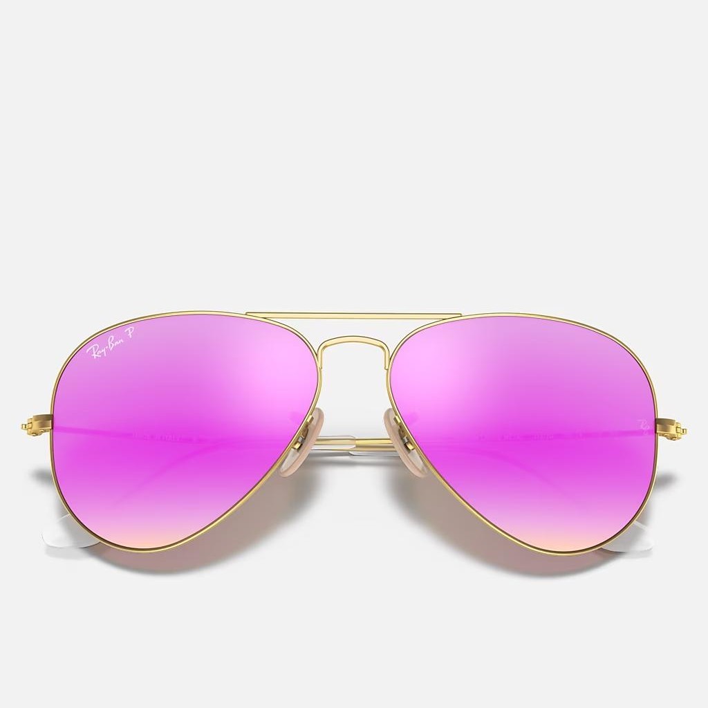 Kính Ray-Ban Aviator Flash Lenses Polarized  Vàng Nhám Tím 