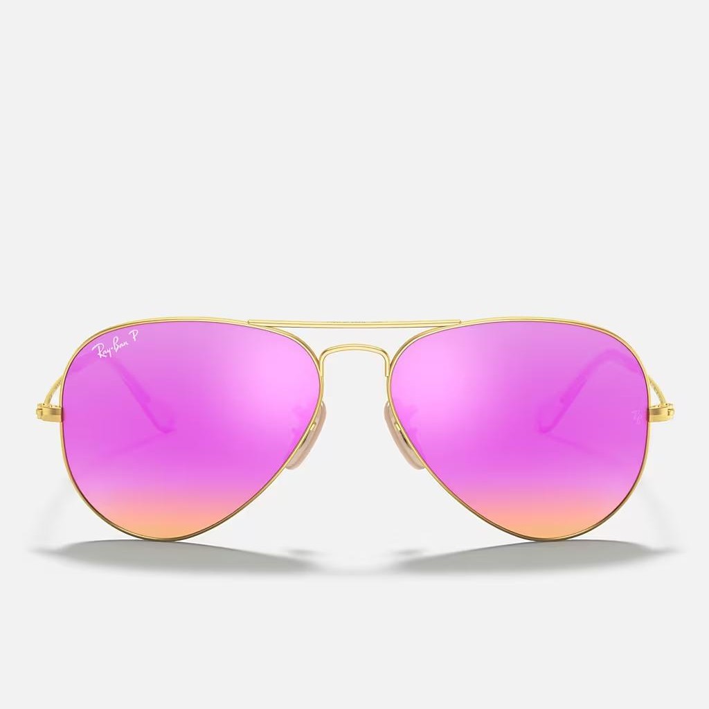 Kính Ray-Ban Aviator Flash Lenses Polarized  Vàng Nhám Tím 