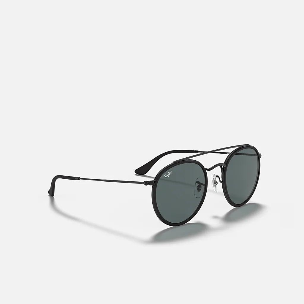 Kính Ray-Ban Round Double Bridge Đen Xanh Dương Xám