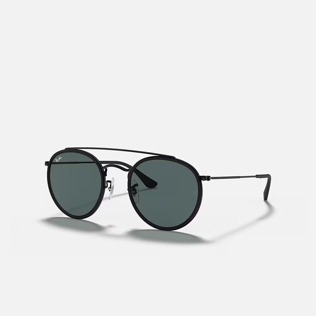 Kính Ray-Ban Round Double Bridge Đen Xanh Dương Xám