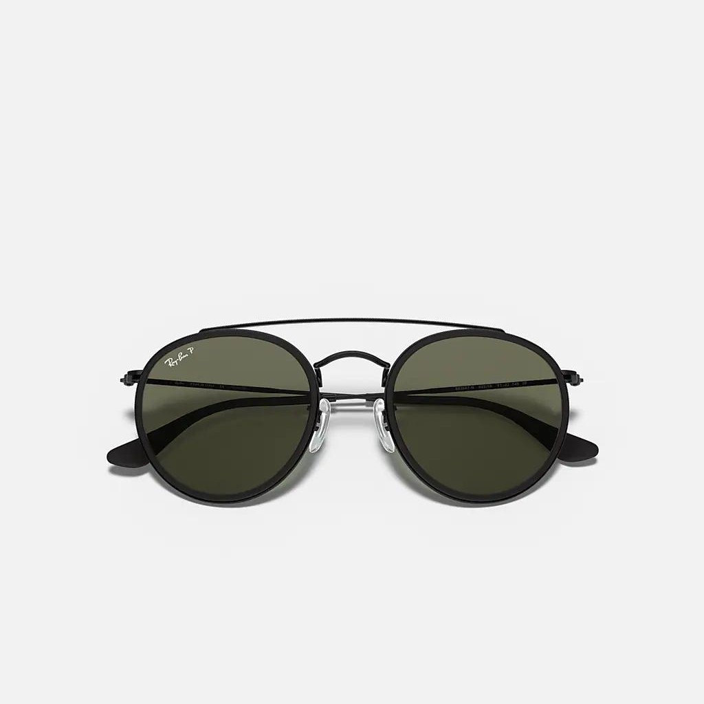 Kính Ray-Ban Round Double Bridge Đen Xanh Lá