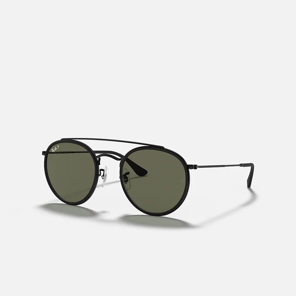 Kính Ray-Ban Round Double Bridge Đen Xanh Lá