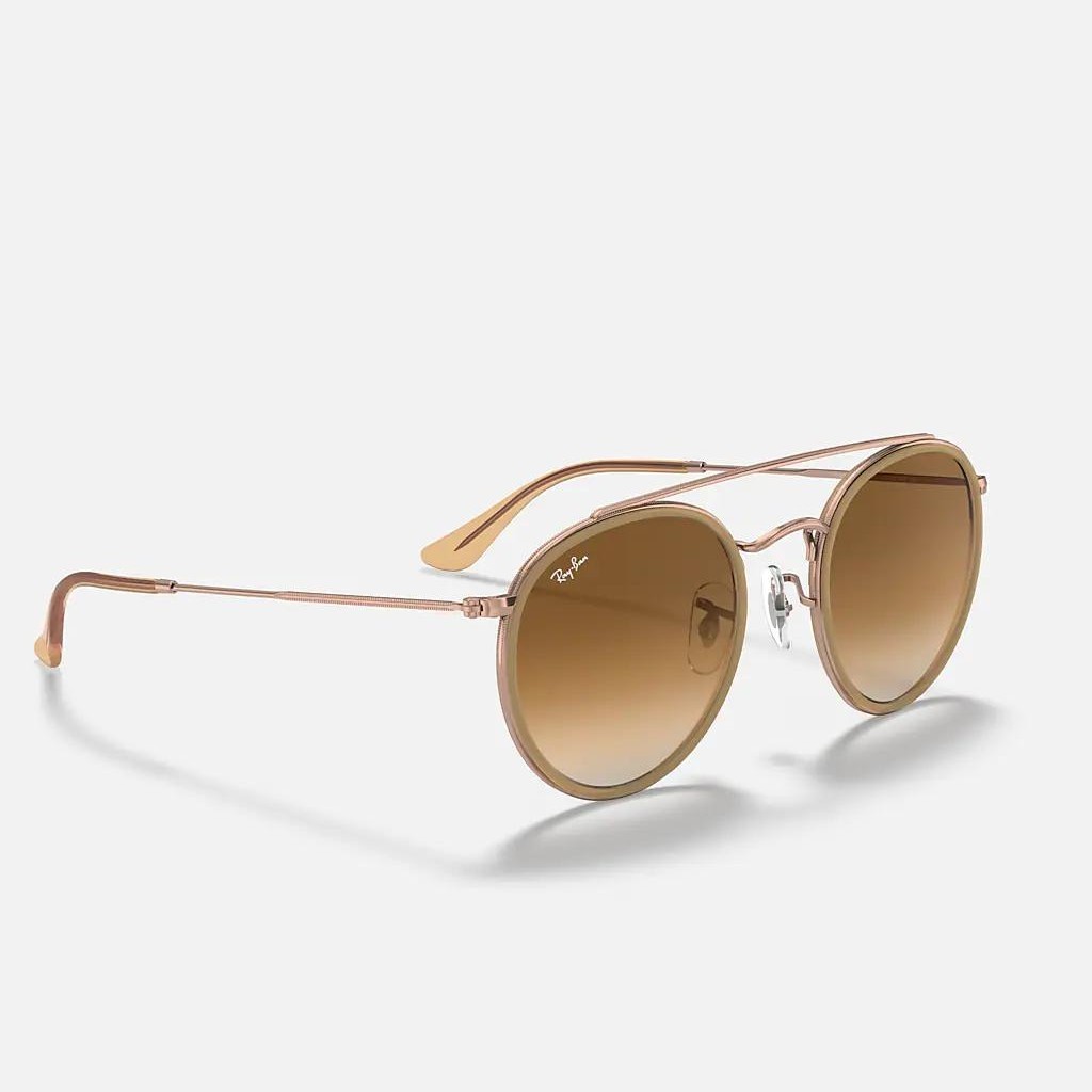 Kính Ray-Ban Round Double Bridge Hồng Nâu Sáng