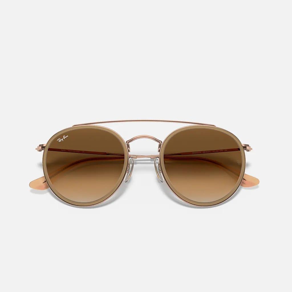 Kính Ray-Ban Round Double Bridge Hồng Nâu Sáng