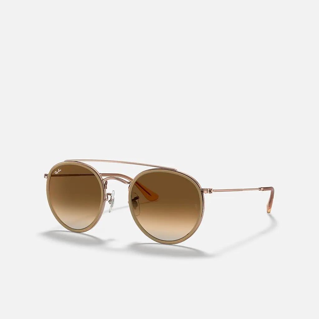 Kính Ray-Ban Round Double Bridge Hồng Nâu Sáng