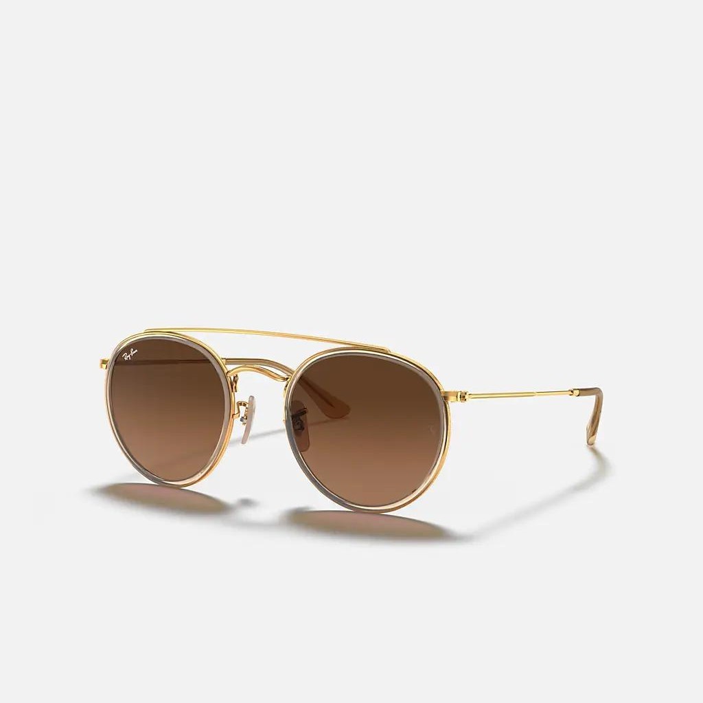 Kính Ray-Ban Round Double Bridge Vàng Nâu