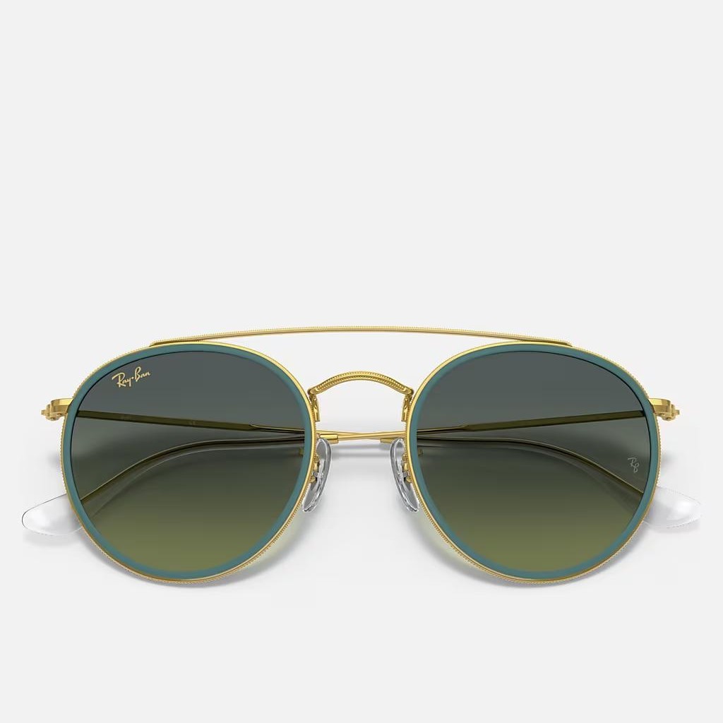 Kính Ray-Ban Round Double Bridge Vàng Xanh Lá