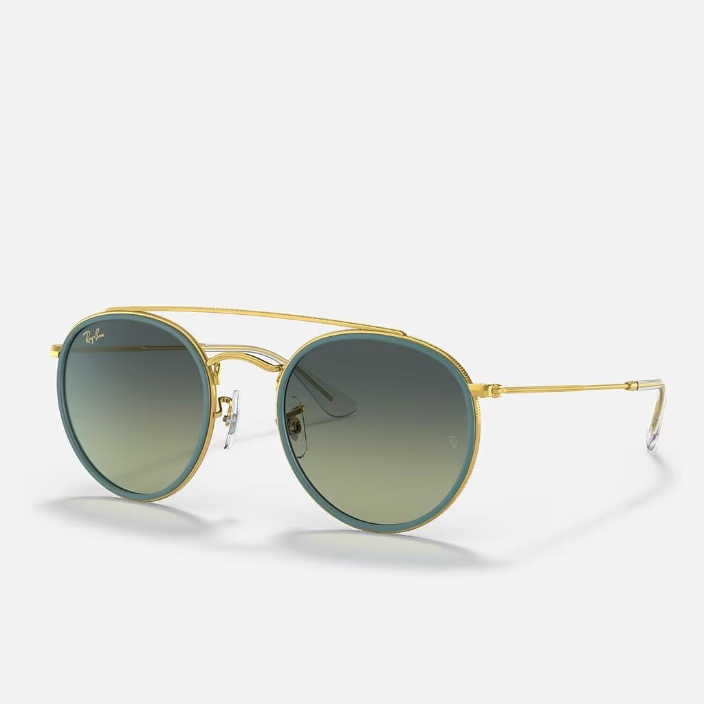 Kính Ray-Ban Round Double Bridge Vàng Xanh Lá