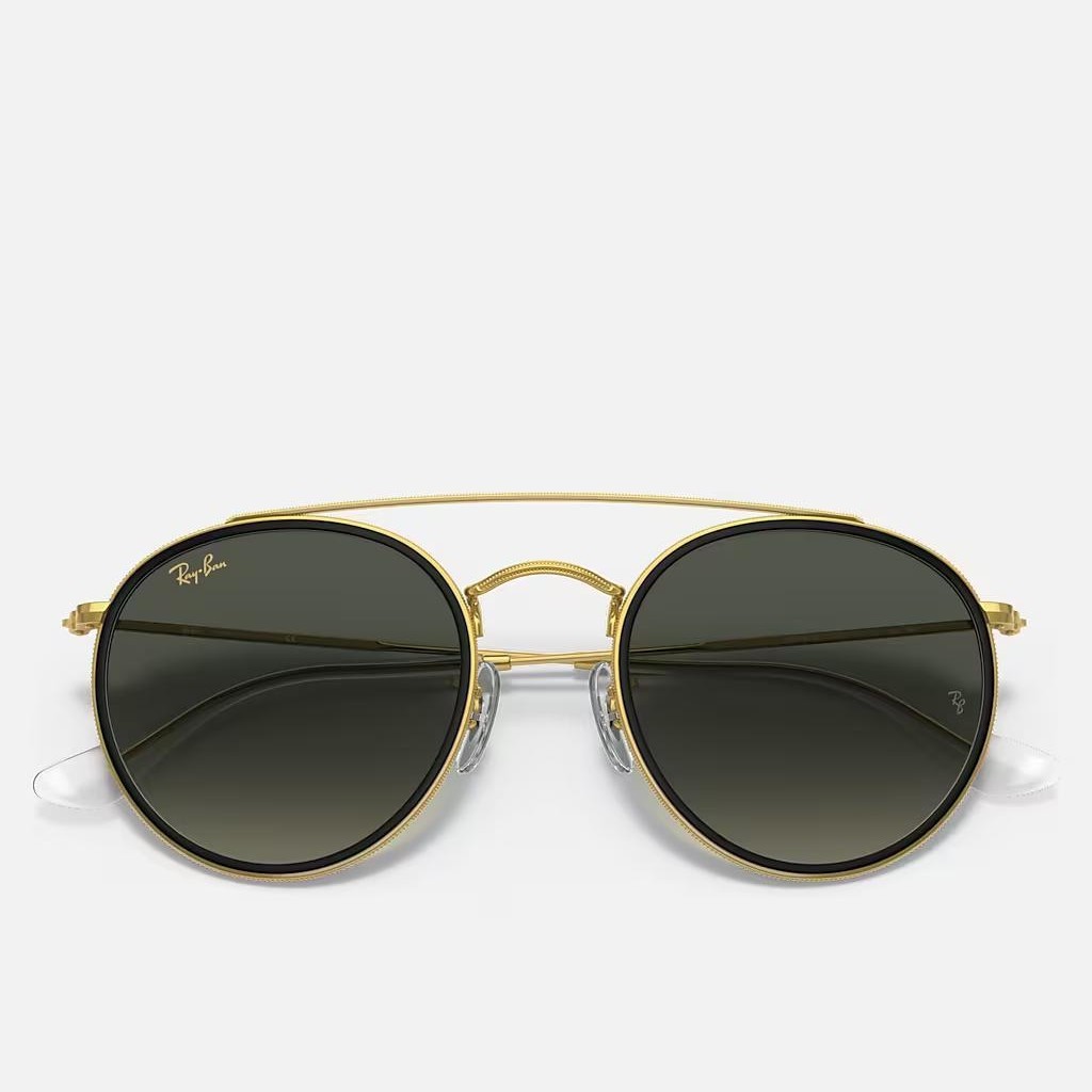 Kính Ray-Ban Round Double Bridge Vàng Xám Đậm