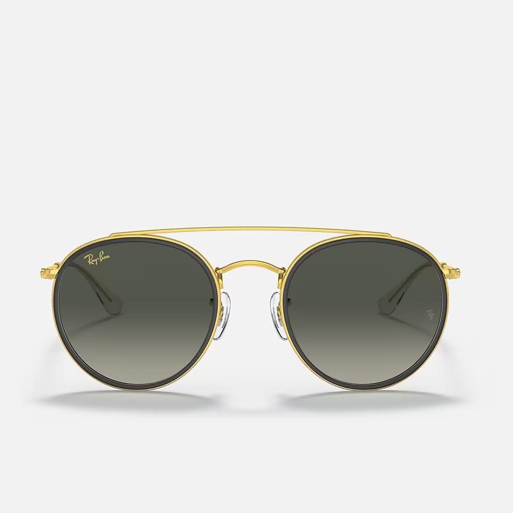 Kính Ray-Ban Round Double Bridge Vàng Xám Đậm