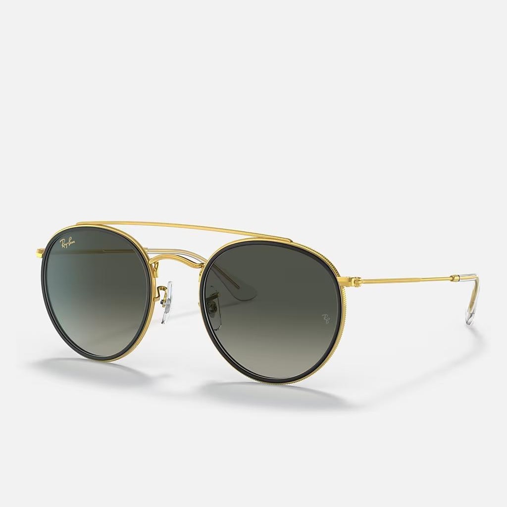 Kính Ray-Ban Round Double Bridge Vàng Xám Đậm