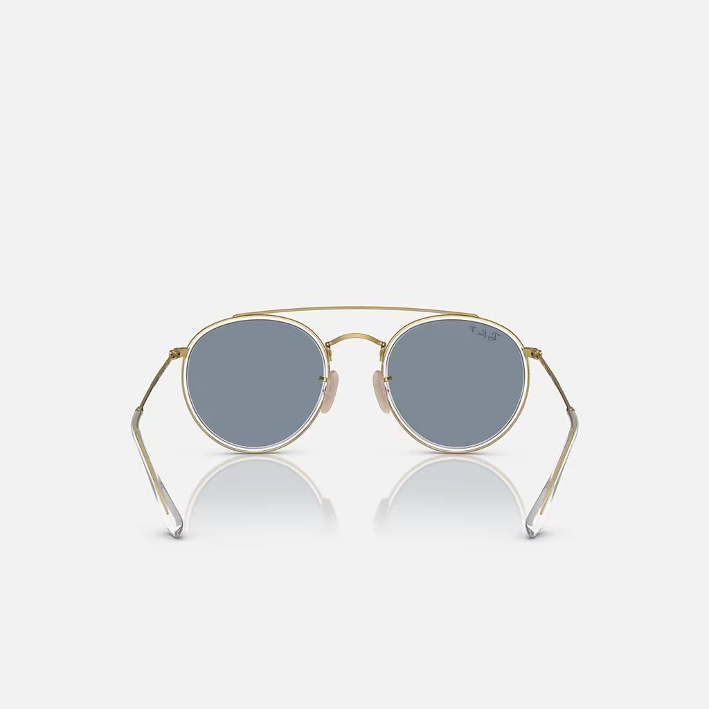 Kính Ray-Ban Round Double Bridge Polarized Vàng Xanh Dương