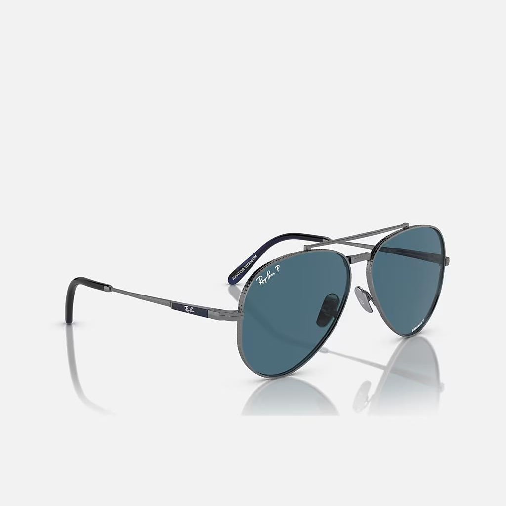 Kính Ray-Ban Aviator Ii Titanium Xám Xanh Dương