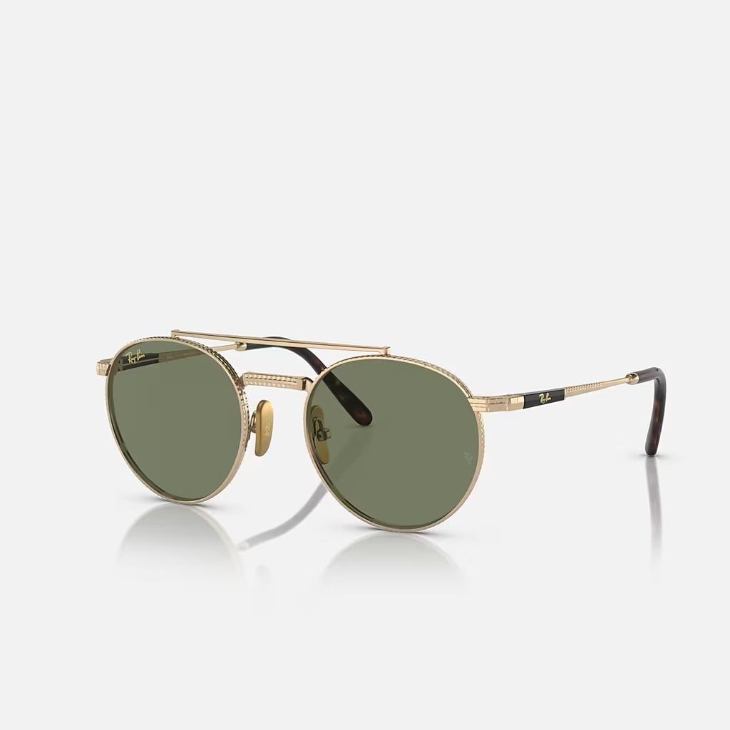 Kính Ray-Ban Round Ii Titanium Vàng Xanh Lá