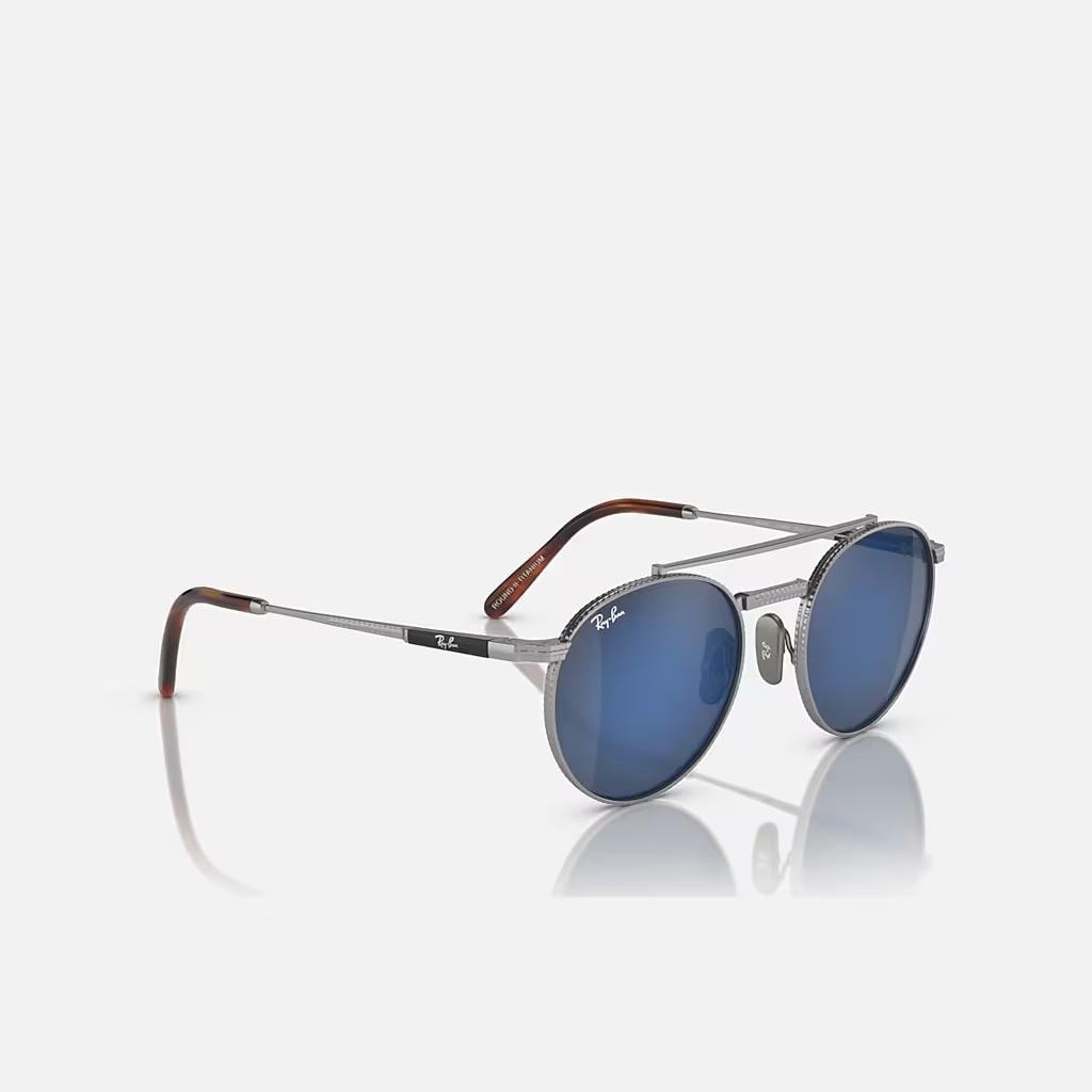 Kính Ray-Ban Round Ii Titanium Bạc Xám Xanh Dương