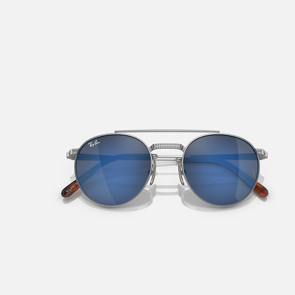 Kính Ray-Ban Round Ii Titanium Bạc Xám Xanh Dương