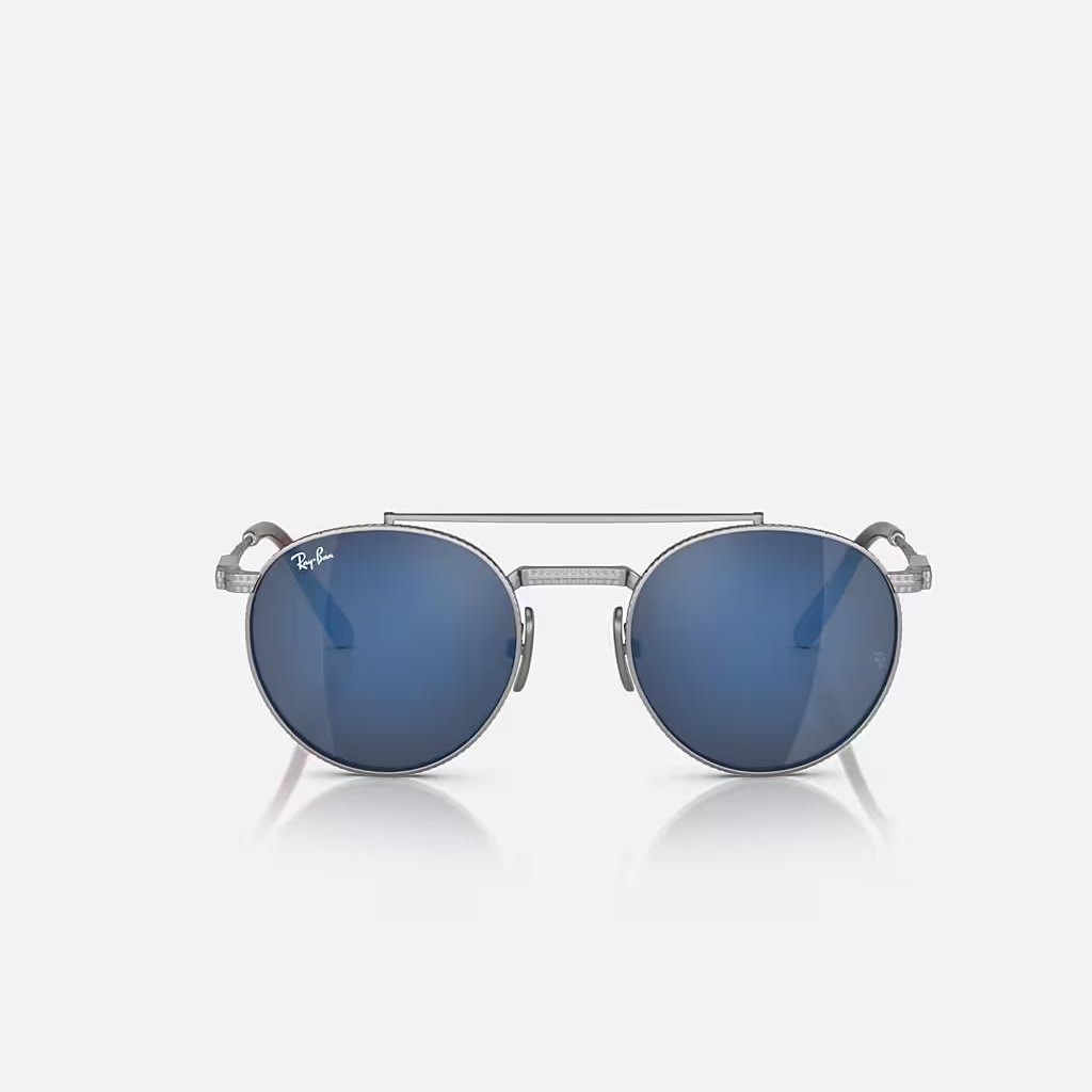 Kính Ray-Ban Round Ii Titanium Bạc Xám Xanh Dương