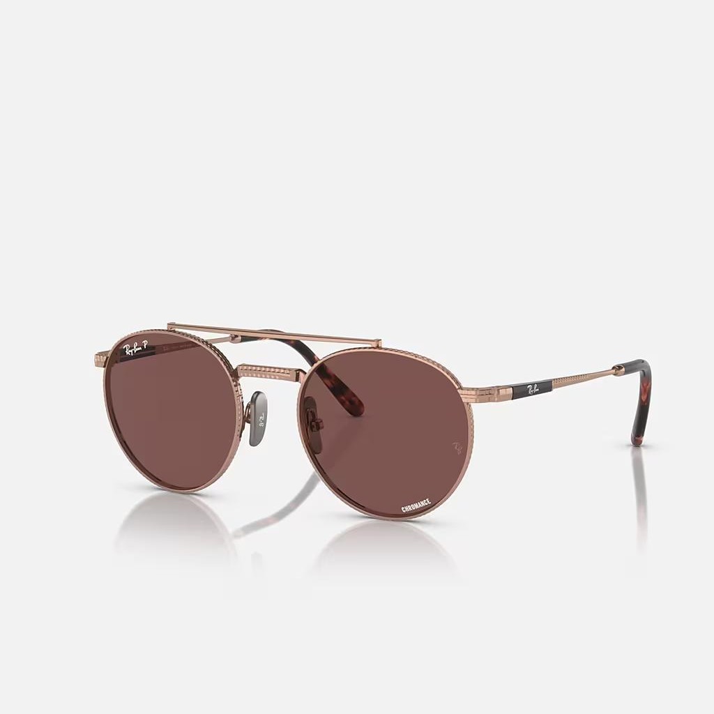 Kính Ray-Ban Round Ii Titanium Hồng Tím Đậm