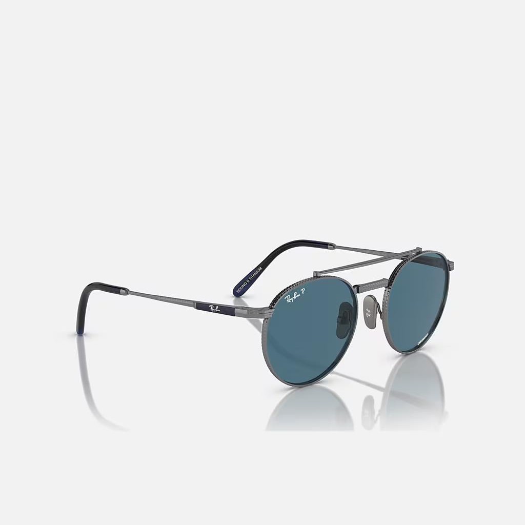 Kính Ray-Ban Round Ii Titanium Xám Xanh Dương