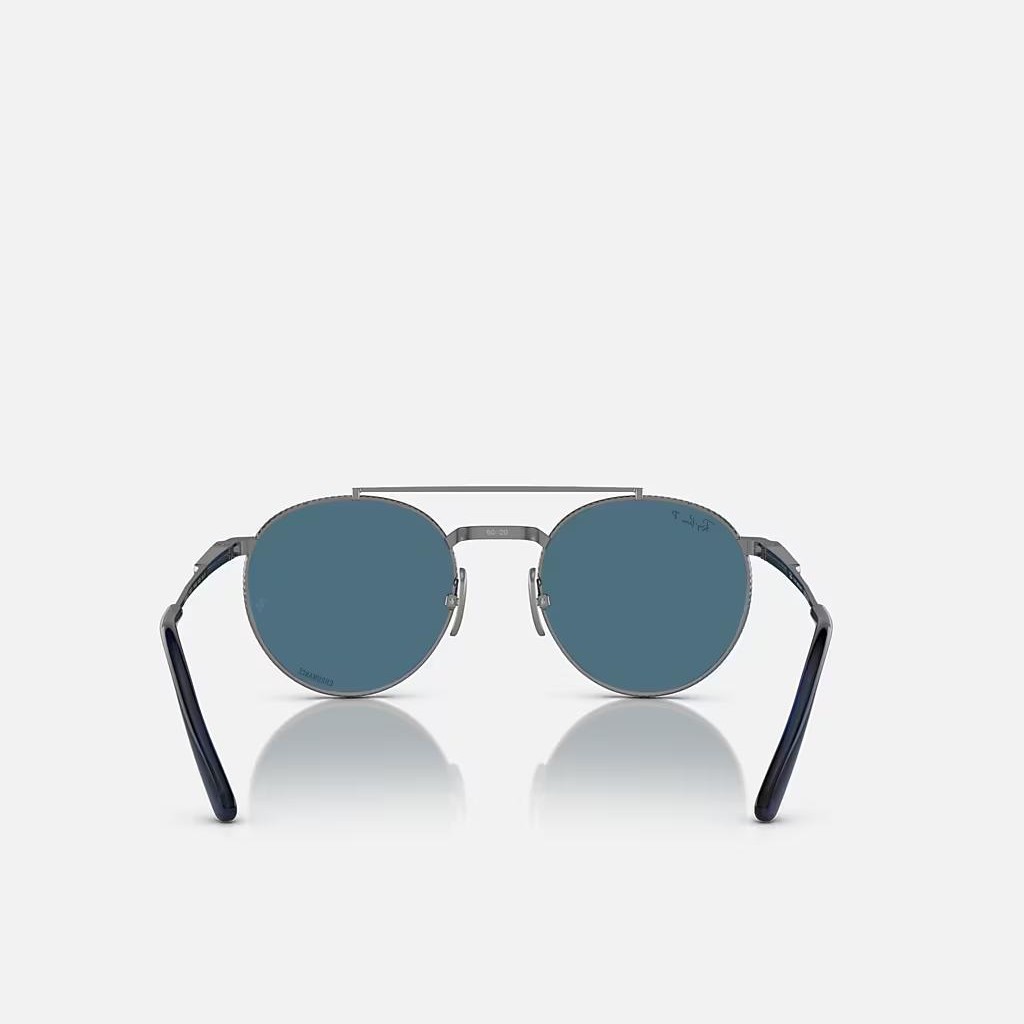 Kính Ray-Ban Round Ii Titanium Xám Xanh Dương