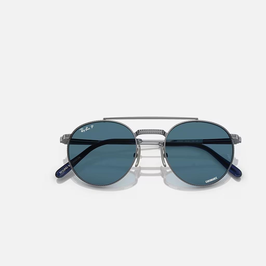 Kính Ray-Ban Round Ii Titanium Xám Xanh Dương