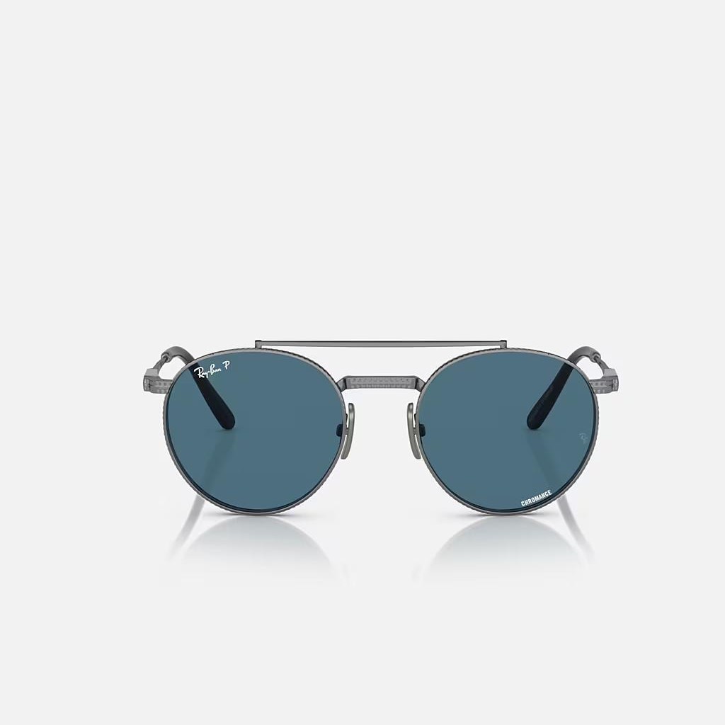 Kính Ray-Ban Round Ii Titanium Xám Xanh Dương