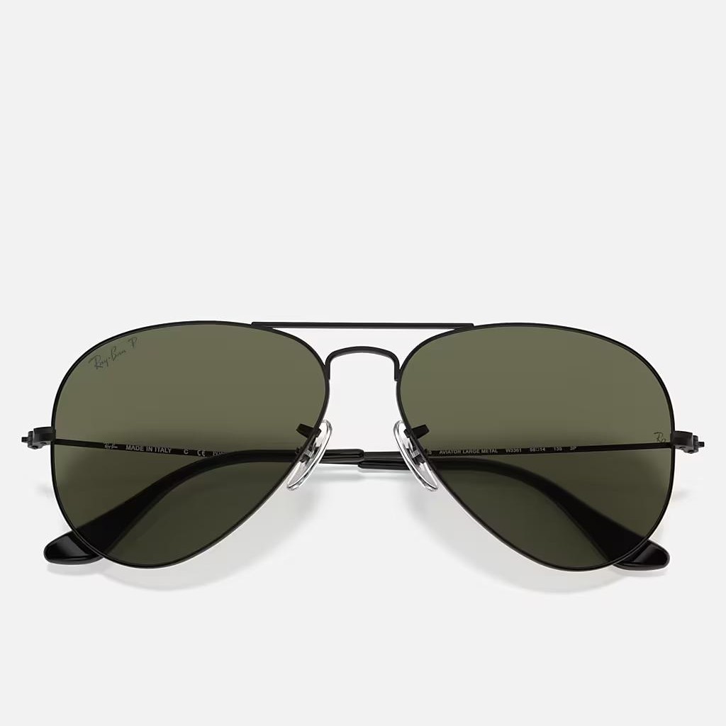 Kính Ray-Ban Aviator Classic Đen Nhám Xanh Lá