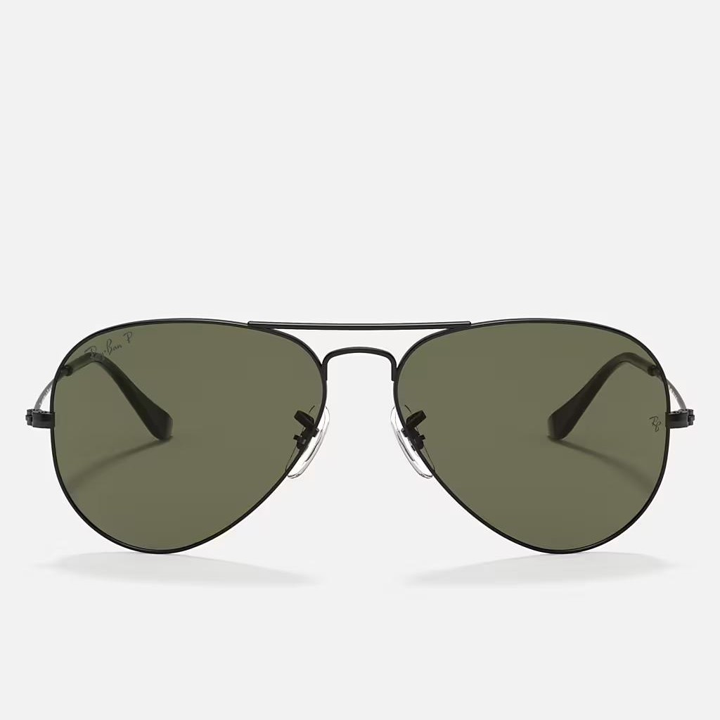 Kính Ray-Ban Aviator Classic Đen Nhám Xanh Lá