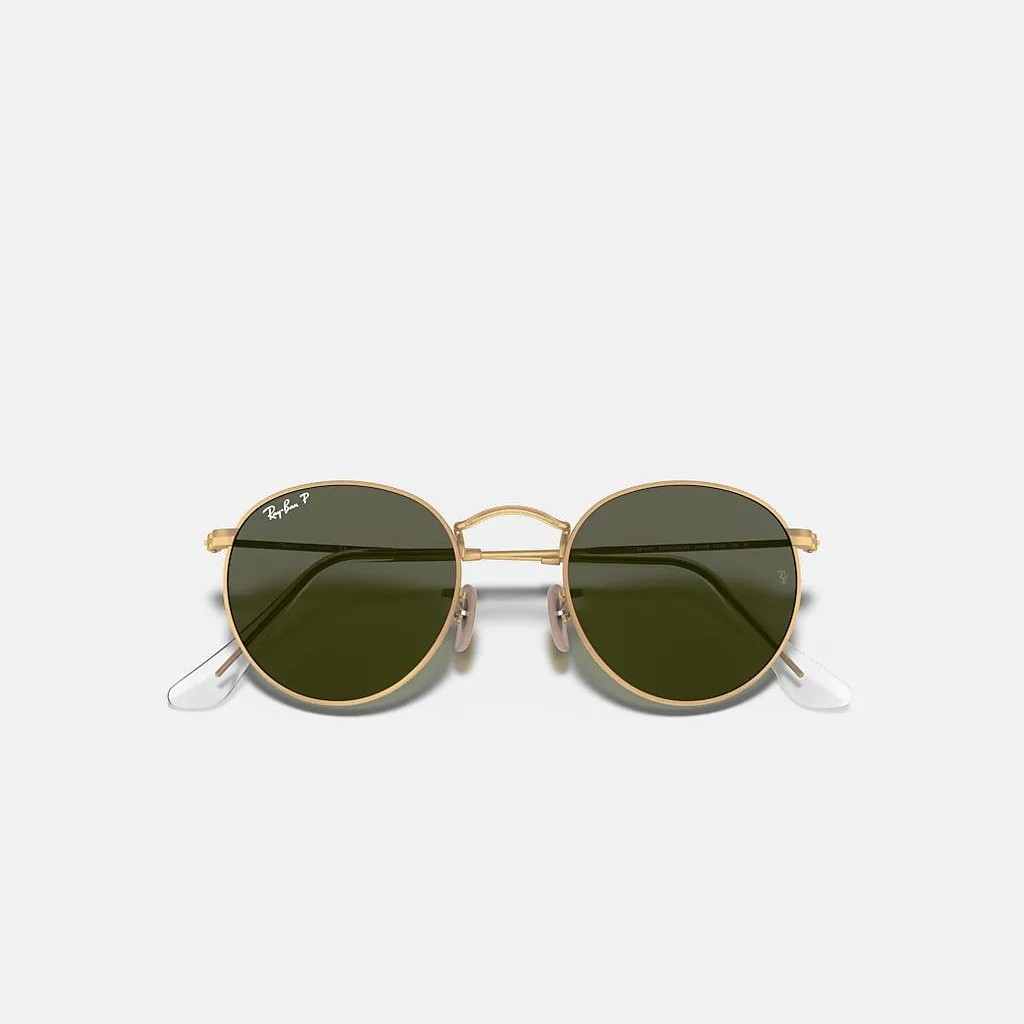 Kính Ray-Ban Round Metal Vàng Nhám Xanh Lá