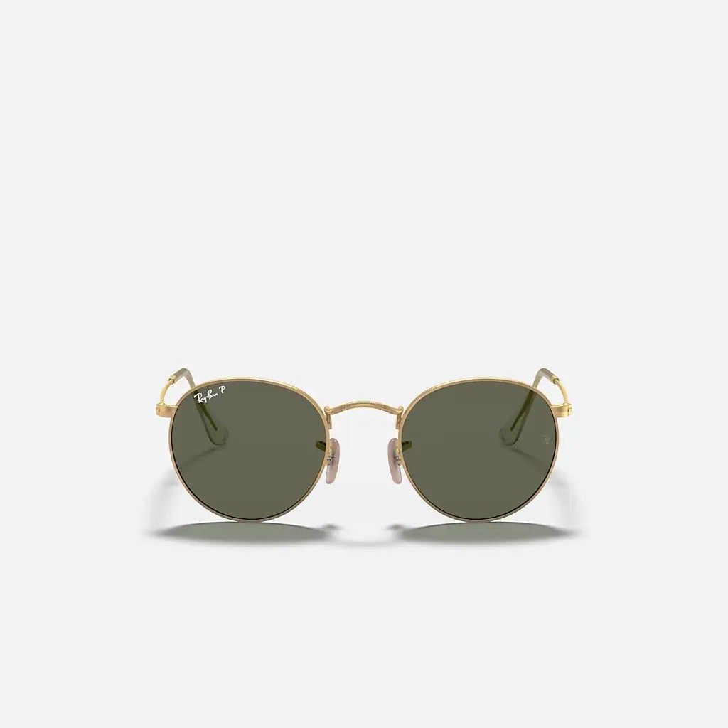 Kính Ray-Ban Round Metal Vàng Nhám Xanh Lá