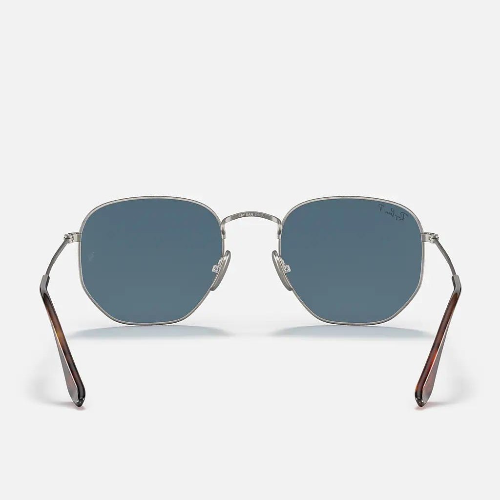 Kính Ray-Ban Hexagonal Titanium Polarized Xám Xanh Dương