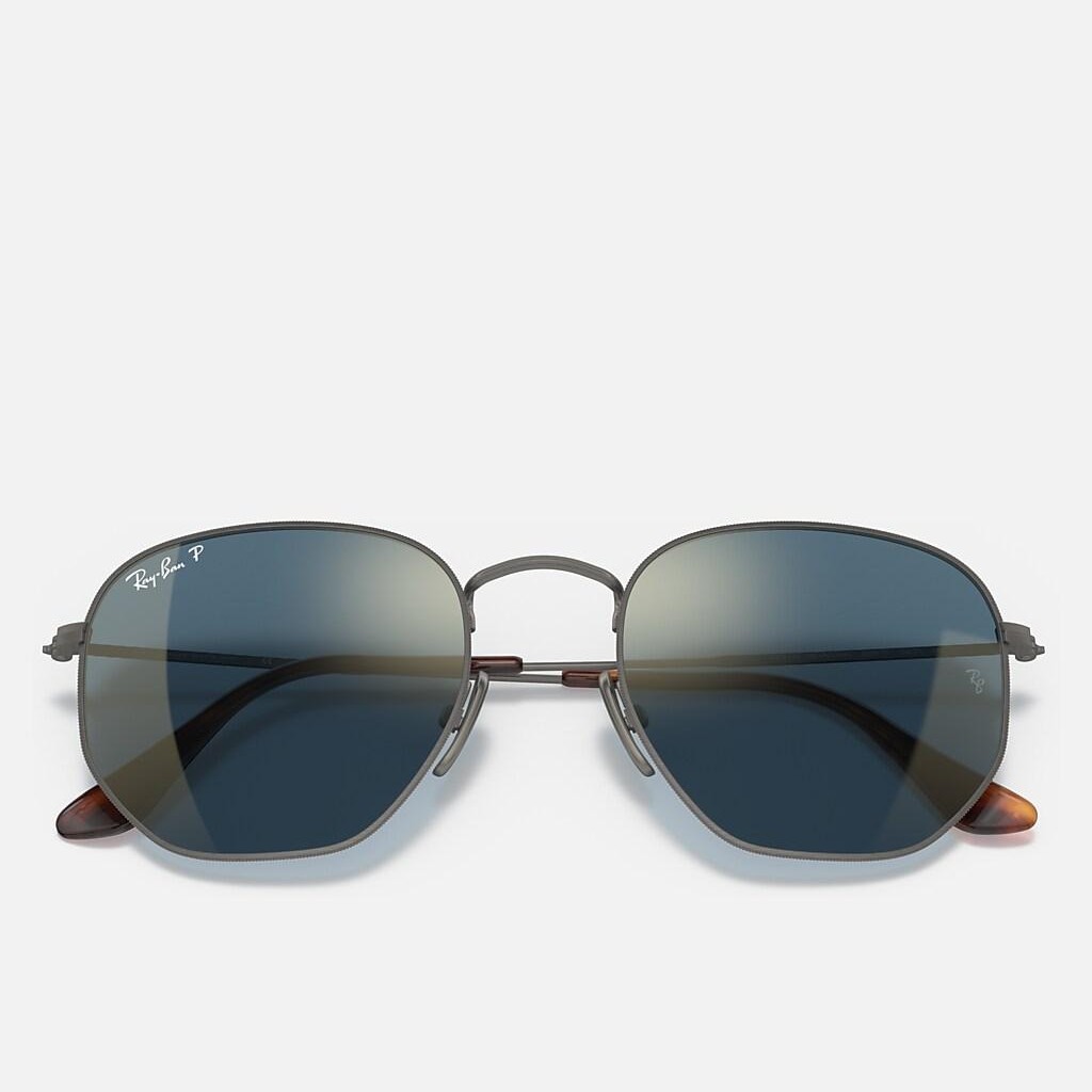 Kính Ray-Ban Hexagonal Titanium Polarized Xám Xanh Dương