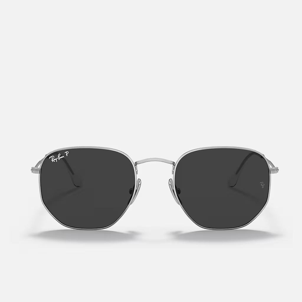 Kính Ray-Ban Hexagonal Titanium Polarized Bạc Xám