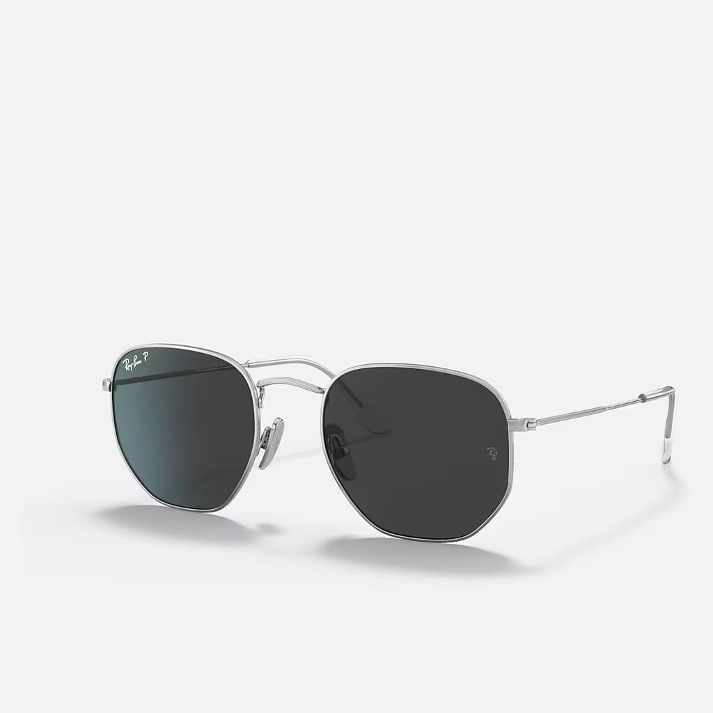 Kính Ray-Ban Hexagonal Titanium Polarized Bạc Xám