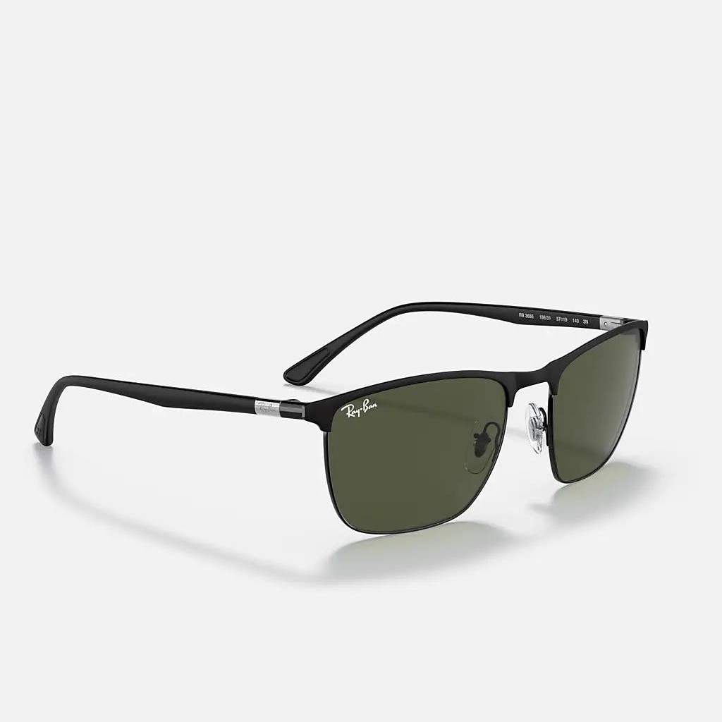 Kính Ray-Ban Rb3686 Đen Nhám Xanh Lá