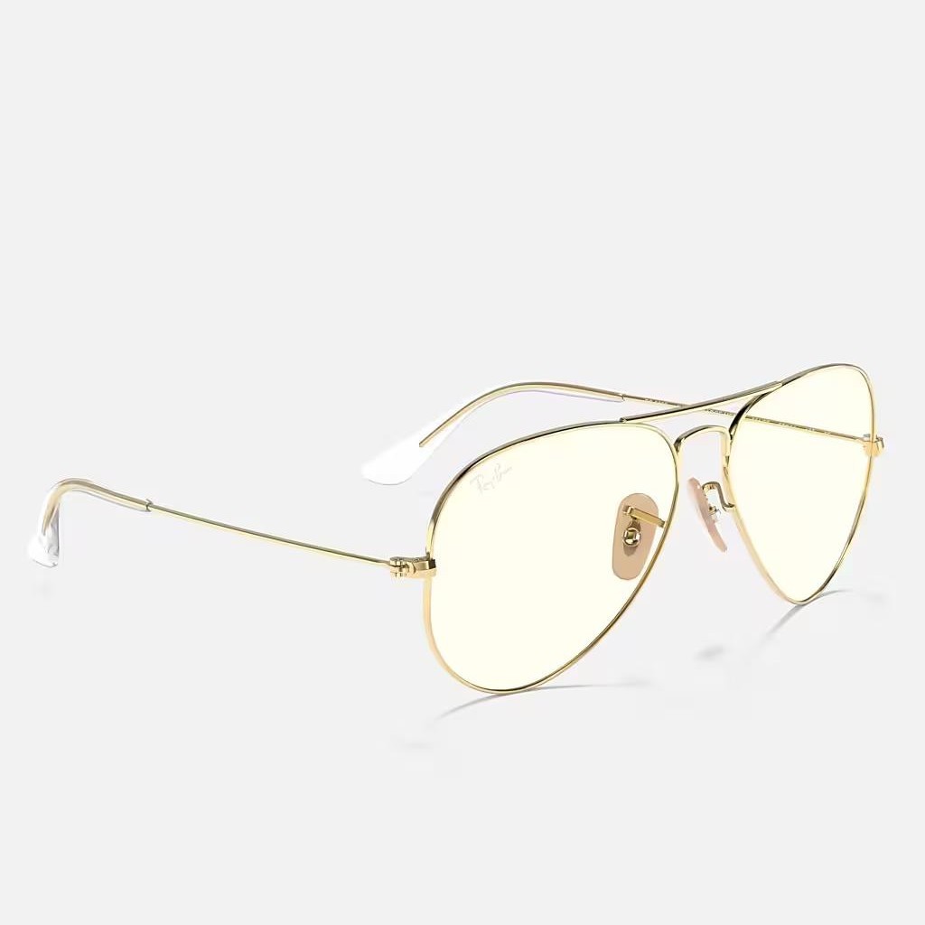 Kính Ray-Ban Aviator Clear Evolve Vàng Trong Suốt Xám