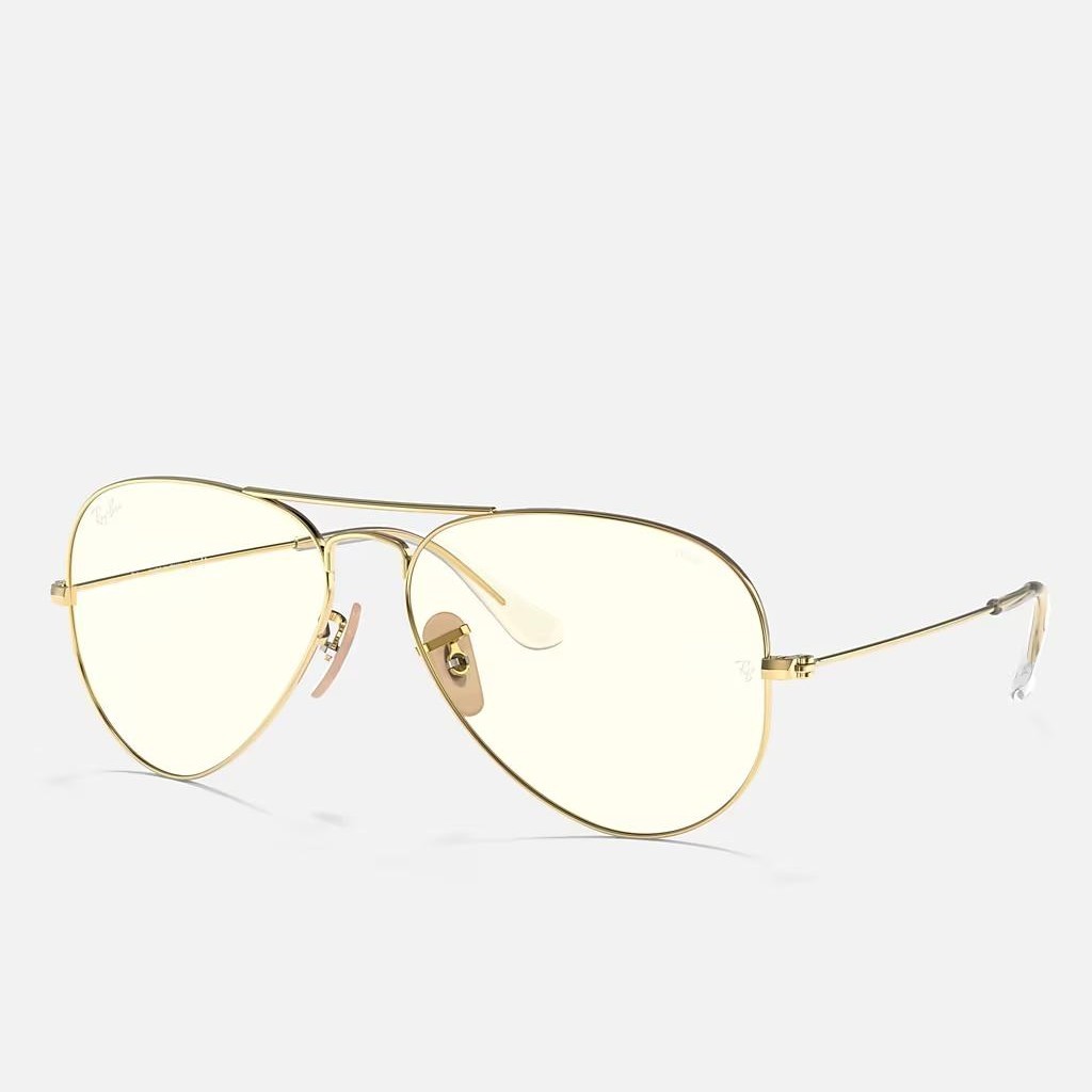 Kính Ray-Ban Aviator Clear Evolve Vàng Trong Suốt Xám