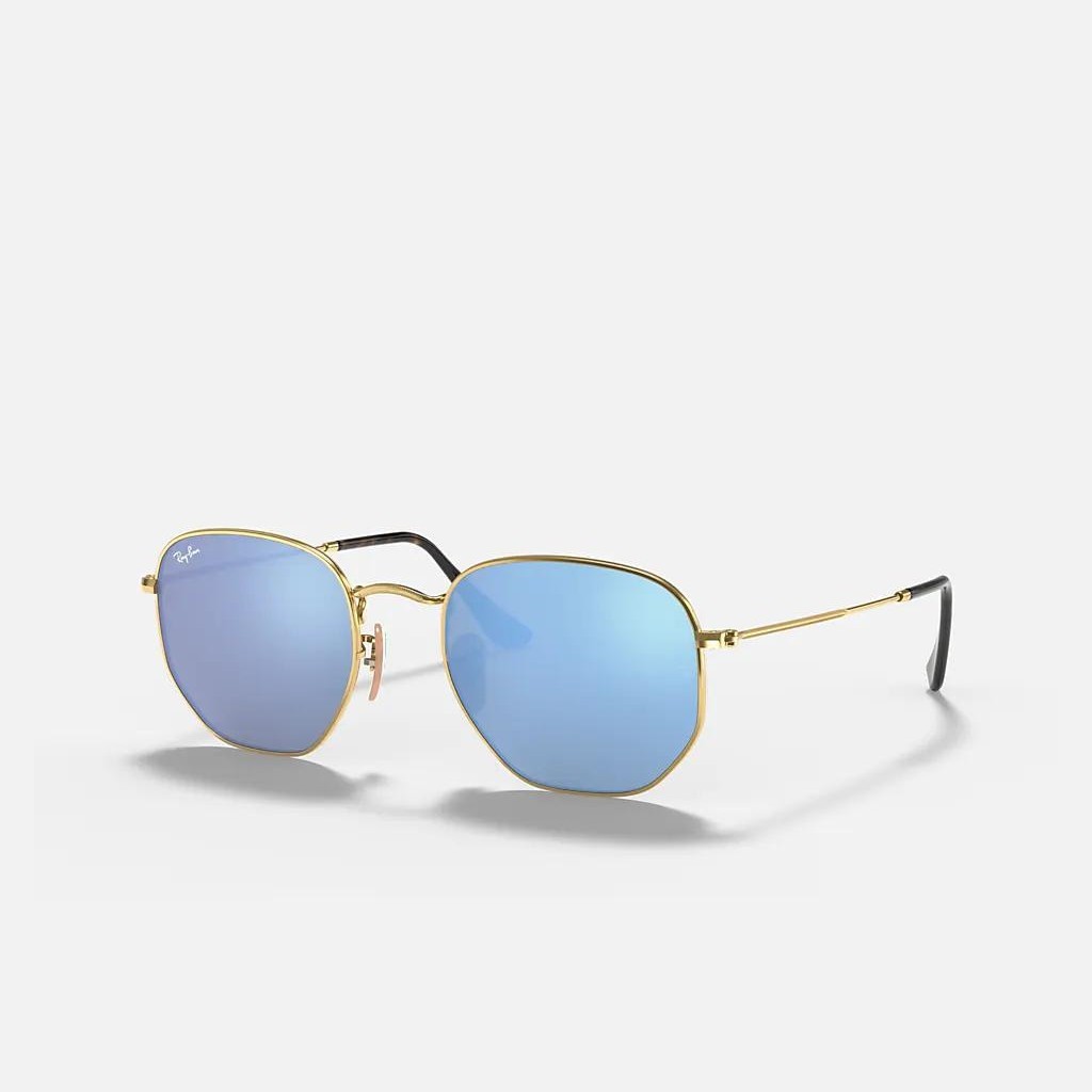 Kính Ray-Ban Hexagonal Flat Lenses Vàng Xanh Dương Sáng