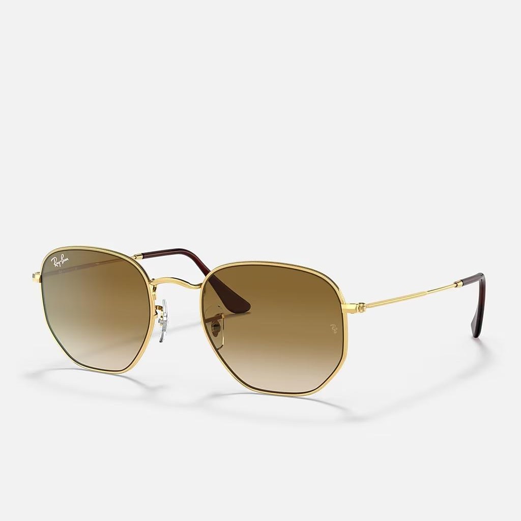 Kính Ray-Ban Hexagonal Vàng Nâu Sáng