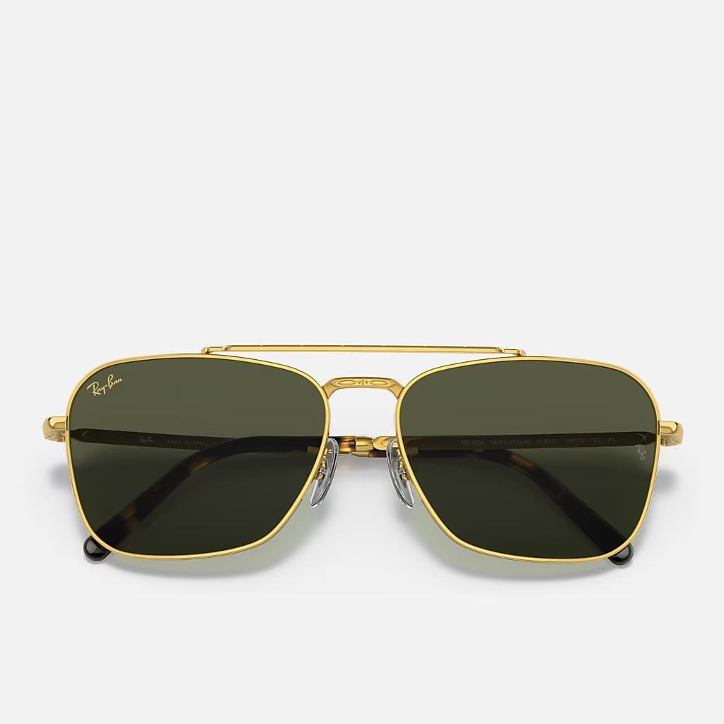 Kính Ray-Ban New Caravan Vàng Xanh Lá